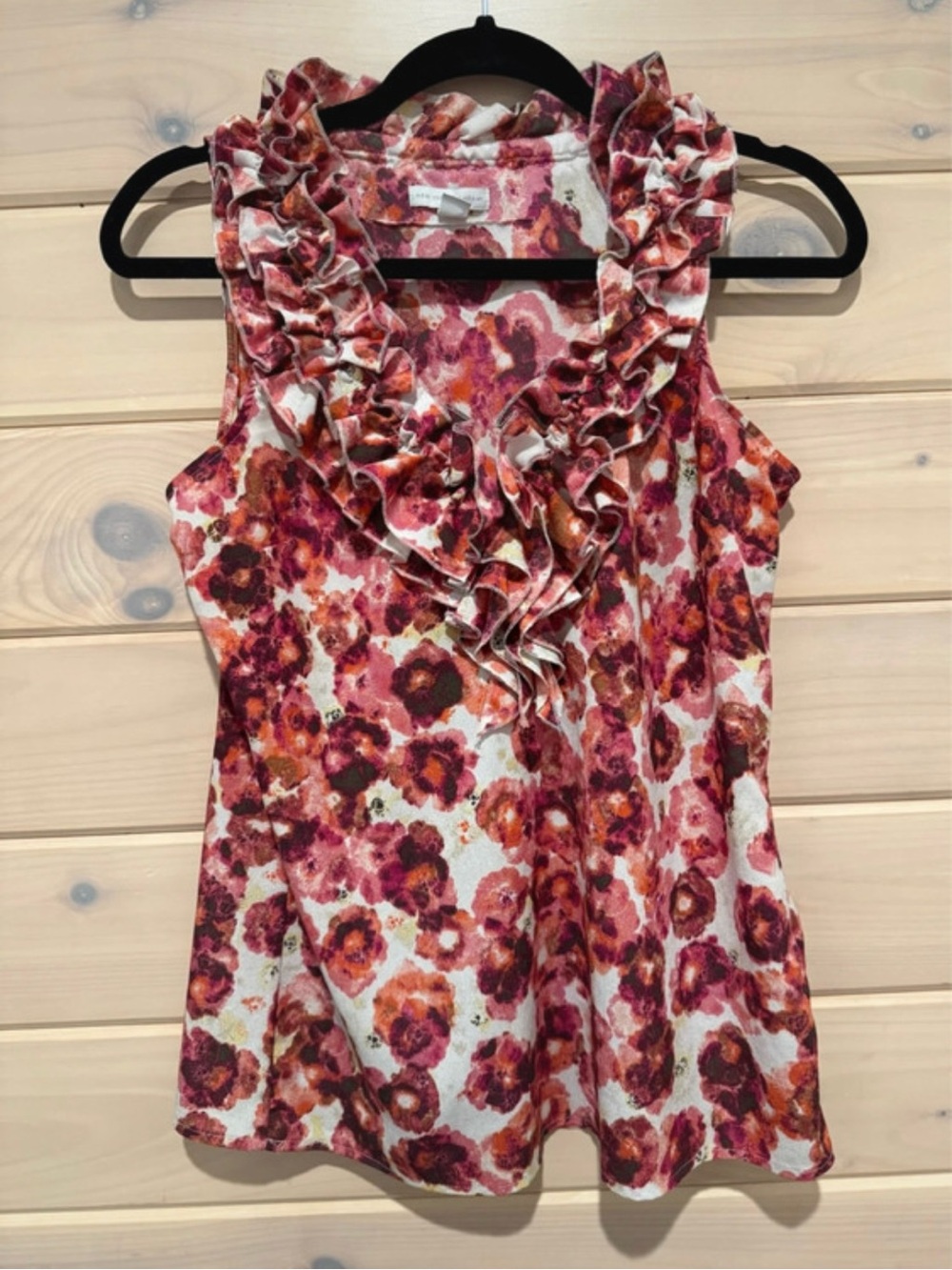 New York & Company Floral Ruffle Sleeveless Top – Size S